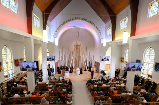 Pope Francis at Sacred Heart Chruch in Edmonton